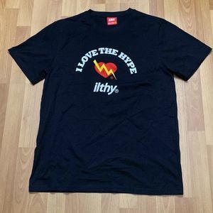 Ilthy Black T Shirt Tee “I Love The Hype” Embroidered Short Sleeve Men Large